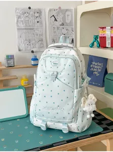 Sac à dos d'école en toile décontracté avec joli motif d'étoiles, grand sac de voyage quotidien.