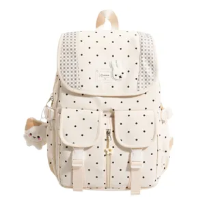 Koreaanse stijl polkadot vintage rugzak, schattige casual schooltas voor dagelijks gebruik.