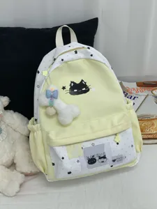 Leuke gele canvas rugzak met sterrenpatroon schooltas voor meisjes dagelijks gebruik