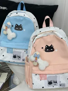 Schattige studenten rugzak met ster zwarte kat design grote capaciteit casual dagelijkse tas