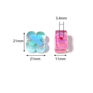 Acryl Bonbon Farbe Kreuz Blume Perlen irisierend DIY Handyketten Anhänger 10Stk