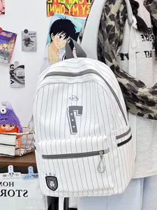 Japanese style ins trendy striped backpack casual large capacity school bag for students