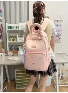 Leuke roze rugzak voor tienermeisjes, grote capaciteit lichte schooltas voor studentenreizen