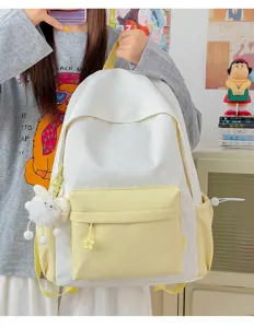 Canvas casual rugzak met schattige hanger, grote capaciteit dagelijkse schooltas voor studenten.