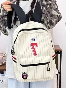 Japanese style ins minimalist striped backpack student lightweight large capacity school bag