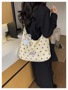 Geprikkelde cloud hobo tas voor dames, trendy zomercasual schoudertas en crossbodytas met ster.