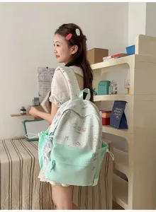 Japanse stijl contrastkleur rugzak voor schoolmeisjes, lichtgewicht en grote capaciteit.