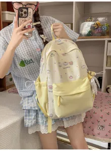 Japans stijl color-block schooltas voor meisjes, lichtgewicht grote capaciteit rugzak.