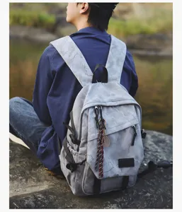 Sac a dos etudiant camouflage gris detail, grand sac ecole de loisir pour jeunes et quotidien.