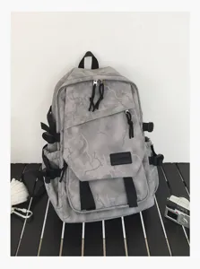 Sac à dos camouflage gris grande capacité cartable résistant à l'usure pour lycéens ados