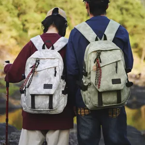 Sac à Dos Scolaire en Nylon Grande Capacité pour Lycéens Sac à Dos Ergonomique Protection de la Colonne Vertébrale Unisexe Avec Pendentif