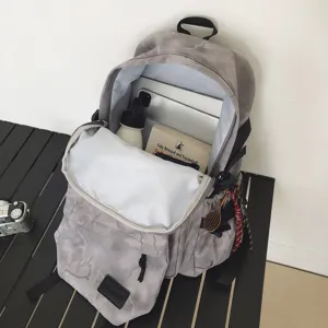 Sac à dos décontracté de grande capacité gris pour étudiants, cartable résistant à l'usure.