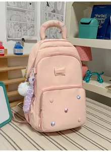 Leuke roze studentenrugzak met grote capaciteit, casual schooltas voor dagelijks gebruik reis.