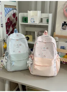 Schattige Japanse tweekleurige studentenrugzak, lichtgewicht grote capaciteit schooltas.