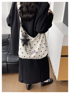 Geprofileerde polka dot wolk schoudertas met ster hanger casual crossbody tas voor dames stijl