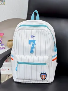 Fresh Japanese style striped backpack with large capacity, ideal for students and daily casual wear.
