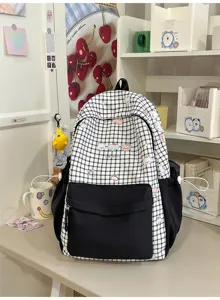 Japanse stijl color-block casual rugzak, lichtgewicht grote capaciteit student reistas.