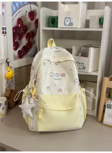 Japanse stijl contrastkleur rugzak voor tienermeisjes, lichtgewicht grote capaciteit schooltas
