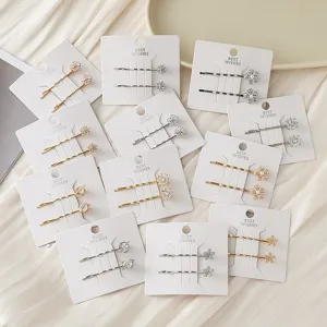 Pince à Cheveux en Métal Électroplaqué de Style Coréen Mode Strass Perle Artificielle Floral Cœur Planète Épingle à Cheveux pour Accessoires Cheveux Femme