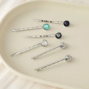 Minimalistische runde Strass Haarnadel Metall Bobby Pin Set für Damen Haarschmuck