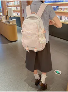 Koreaanse stijl schattige sterrenprint schoolrugzak voor meisjes, zoete casual tas