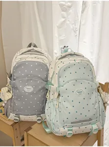 Leuke Koreaanse studentenrugzak met sterren- en hartjesprint voor school en dagelijks gebruik.