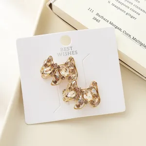 Sparkling crystal puppy hair clips, cute rhinestone side bangs clips for women and girls.