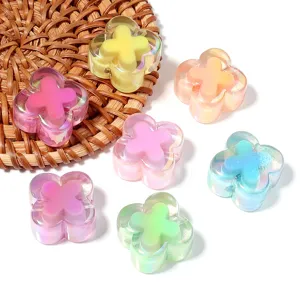 Acryl bunte transparente bonbonfarbene Kreuzblumen Perlen fuer DIY Handyketten Anhaenger