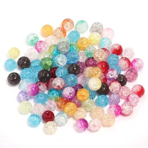 Colorful crackle glass beads, mixed colors round crystal beads for DIY jewelry making, bracelets