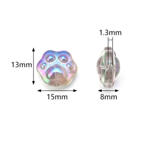 Weißer Aurora Glas Katzenpfote Perlen DIY Armband 15x13mm Großhandel Schmuck Zubehör