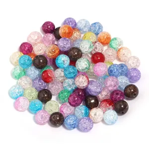 Colorful crackle glass beads for DIY handmade jewelry making necklaces bracelets accessories.