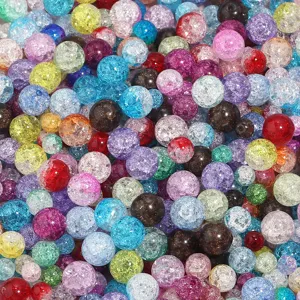 Colorful cracked glass beads for DIY handmade jewelry making, necklaces, and bracelet accessories.