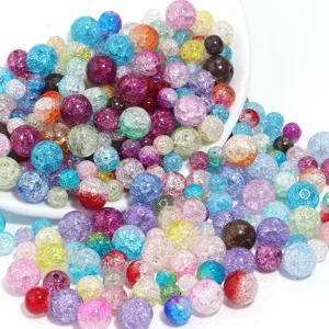 Colorful crackle glass beads, two-tone crystal loose beads for DIY handmade jewelry making.
