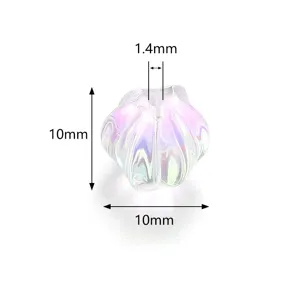 Detailansicht der 10mm irisierenden weißen Perle mit 1,4mm Loch für DIY Schmuckherstellung.