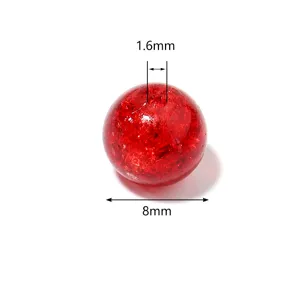 Red crackle glass bead 8mm round loose bead DIY bracelet jewelry making accessory