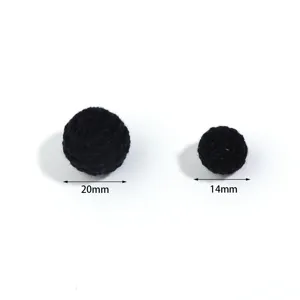 Bolas de hilo de ganchillo negras de 20mm y 14mm para hacer joyas y manualidades DIY.