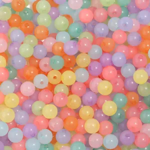 Acrylic jelly color 8mm round beads detail close up, perfect for DIY bracelets and jewelry making.