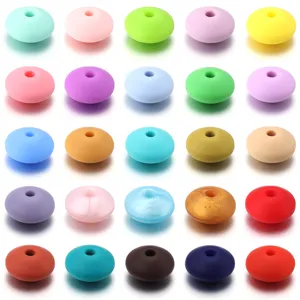 Colorful silicone flat round abacus beads for DIY jewelry making and bracelet accessories.