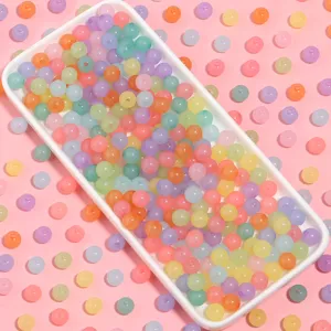 Acrylic jelly color 8mm round beads detail view, perfect for DIY jewelry making and bracelets.