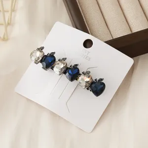 Exquisite crystal apple hair clip, sweet Korean style hairpin with sparkling rhinestones daily.
