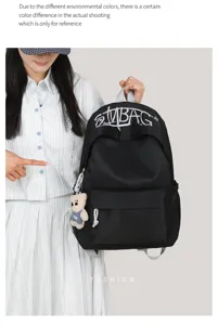 Embroidered letter backpack large capacity casual travel school bag for daily use