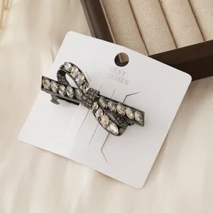 Exquisite rhinestone bow hair clip, sparkling crystal barrette for daily sweet style and commuting.