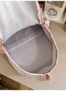Roze ruitjes schoolrugzak in Japanse stijl student lichtgewicht casual schattige tas