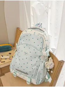 Koreaanse stijl esthetische rugzak voor studenten, schattige schooltas met hangers.