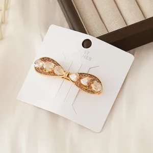 Elegant gold rhinestone bow hair clip sweet hair accessory for daily wear and styling