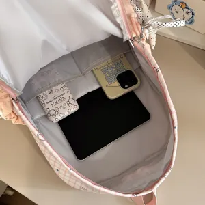 Japanse stijl color-block schoolrugzak met grote capaciteit voor dagelijks gebruik.