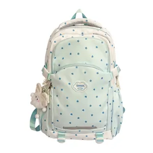 Koreaanse stijl schattige blauwe ster print rugzak voor meisjes school dagelijkse tas