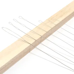 Stainless steel big eye beading needles detail shot, essential tool for DIY jewelry making.