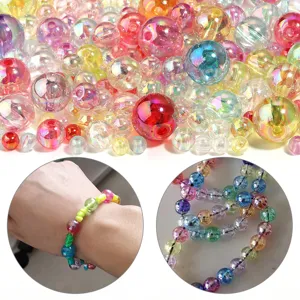 Kleurrijke acryl gegalvaniseerde ronde kralen voor DIY handgemaakte armband sieraden details.
