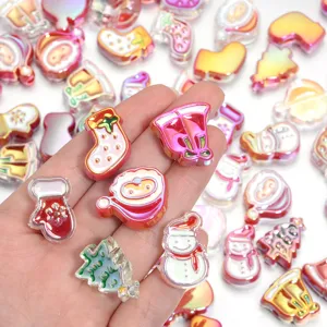 10pcs Noels Perles Acrylique Colore Goutte Huile Cloche Bonhomme De Neige Accessoire DIY